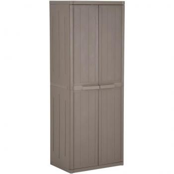 Armario almacenaje de jardín PP apariencia madera 65x45x172 cm