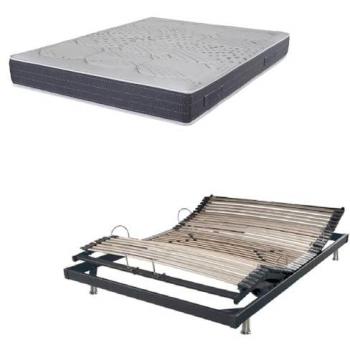 Ensemble literie électrique Relaxation S50 matelas Myriade 5 zones 140x190 cm Gris