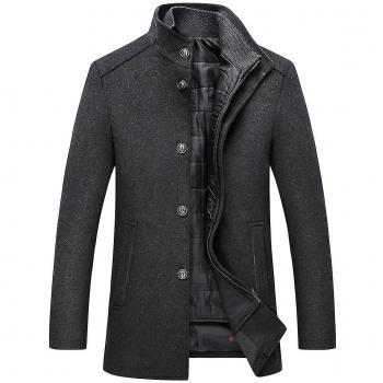 Abrigo de lana de longitud media para hombre XL