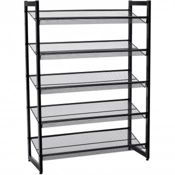 Black Metal Mesh 5-Tier Shoe Stand