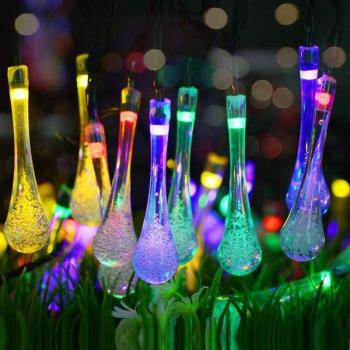 Solar Powered Waterproof Raindrop String Lights