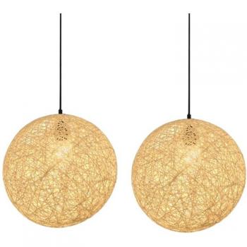 2 Pack Spherical Rattan Nest Light Fixture