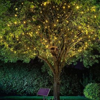 Wetterfeste Solar Lichterkette mit 200 warmweißen LEDs
