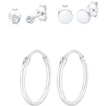 Elli Ohrstecker-Set »Ohrringe 3er Set Stecker Kristalle 925 Silber«