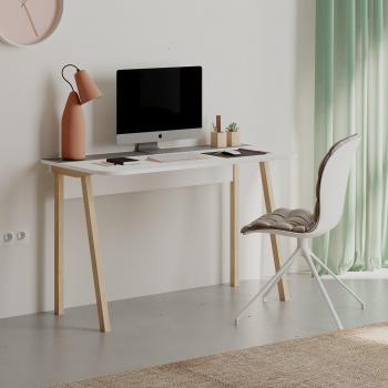 Contemporary Luton Desk with Solid Wood Legs Retro Grey
