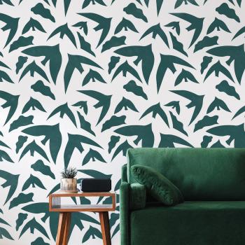 Papel decorativo de aves verdes 425x250cm