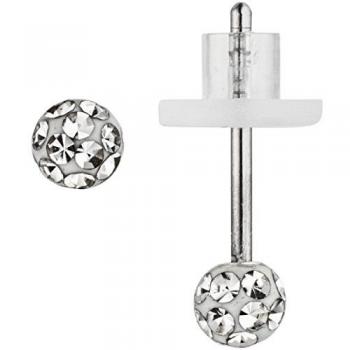 JOBO Edelstahl Ohrstecker Kugel mit Kristallsteinen