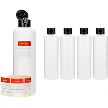 5er Pack HDPE Flaschen 250ml rund mit Klappscharnier