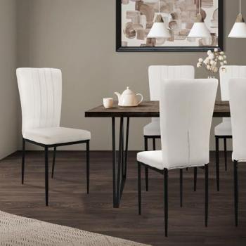 Chaises de Salle à Manger ML-Design 4 en Velours Blanc Design Moderne