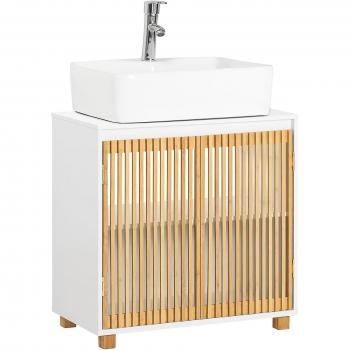 Mobile Base Sottolavabo con Due Ante in Bambù 60x33x60 cm BZR125-W