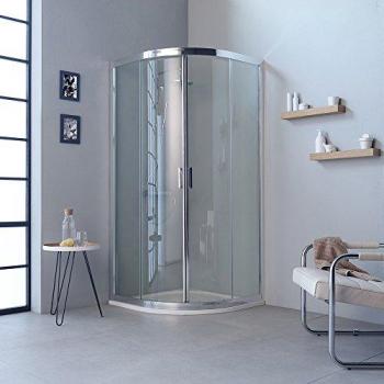 Douche 80x80 Aluminium Semi-Circulaire Transparente