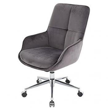 Chaise de bureau MENDLER HWC-J64 réglable en hauteur velours gris foncé avec accoudoirs