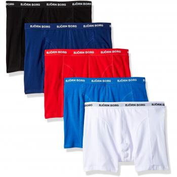 Björn Borg Solid Sammy Boxer Shorts 5 Pack for Men, color: Black