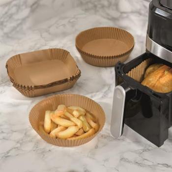 FryShield 50 Disposable Rectangular Liners – Brown, Non‑Sticky Oil‑Coated Parchment for Oven & Frying