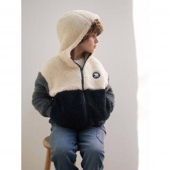 Sweat garçon en sherpa zippé bleu