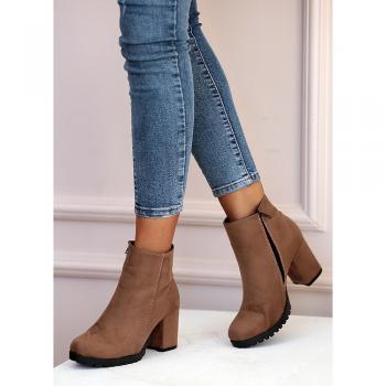 Botas de gamuza para mujer con cremallera y tacón alto