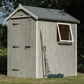 Rowlinson 6x4 Wooden Garden Shed, Grey Wash