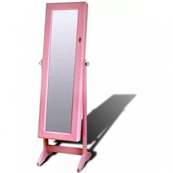 Cestino di stile rosa vitaXL per accessori, LED integrato, ante specchiata