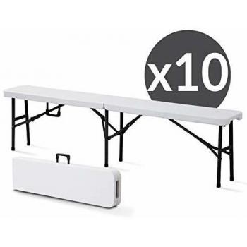 Set di 10 panchine pieghevoli per esterni