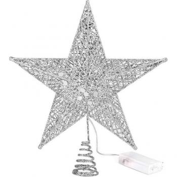 Étoile décorative suspendue avec lumières LED pour arbre de Noël