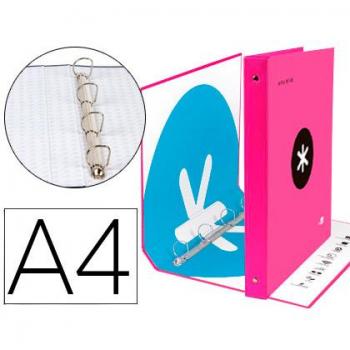 Carpeta Antartik A4 4 anillas mixtas 40 mm rosa