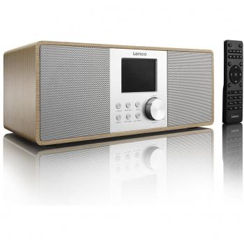 Lenco Internetradio Digitalradio DIR-200 WLAN mit DAB/DAB+ und UKW-Tuner, Radiowecker (7 cm TFT Farb-Display, 2 Weckzeiten, AUX-Eingang, Line-Ausgang, Fernbedienung), holz