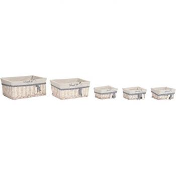 DKD Five-Pack Spiral Baskets – 48x38x13cm, Polyester