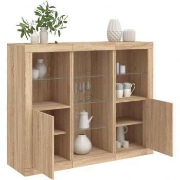 Meuble de rangement 3-en-1 avec LED – chêne Sonoma – bois d’ingénierie – VIDAXL