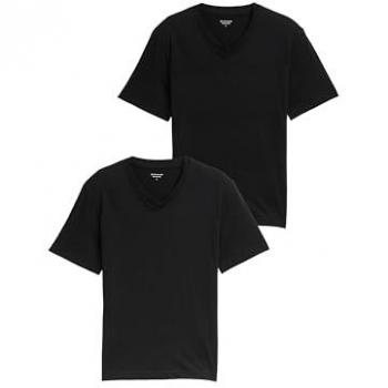 TOM TAILOR Herren-T-Shirt Packung (2 Stück) mit V-Ausschnitt, Größe M, schwarz