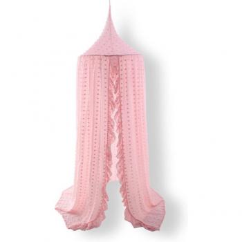 Auvent Suspendu 3D en Coton – Moustiquaire Princesse Rose (60×240 cm)