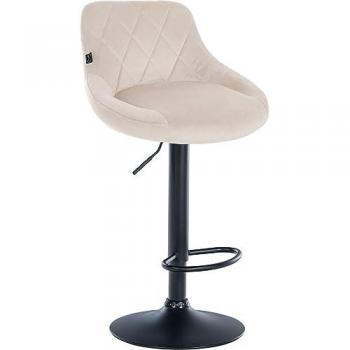 Tabouret Lazio en velours crème, coloris noir