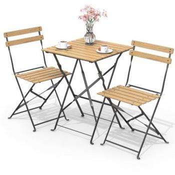 Set da Giardino 3 Pezzi con Tavolo e Sedie