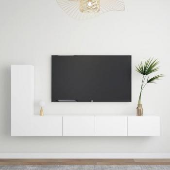 Set de muebles de TV Vidaxl de 3 piezas en madera de ingeniería blanca