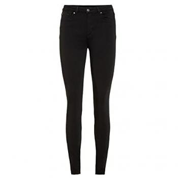 Jean slim noir taille moyen longueur régulière en coton/modal