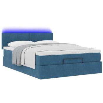 VidaXL Cadre de lit ottoman velours marine 140×190 cm