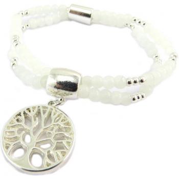 Bracelet 'Arbre de Vie' blanc argenté