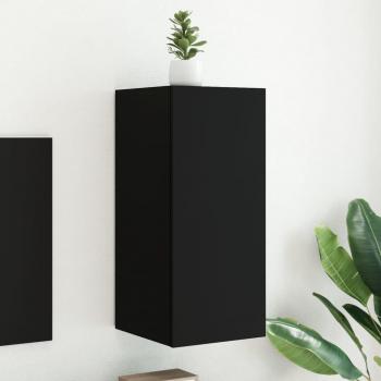 Black TV Wall Cabinet with LED Lights 30.5x35x70 cm vidaXL