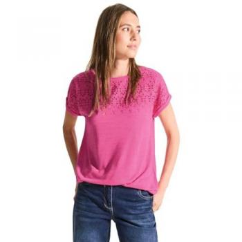 Cecil Kurzarm T-Shirt, dekorativ gestickt, pink