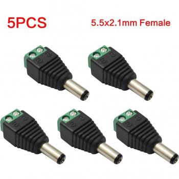 5-Pack 5.5x2.1/2.5mm DC Connector Adapter for LED Strips and CCTV Cameras
