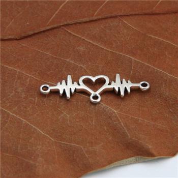Silver Radio Wave Heart Connectors