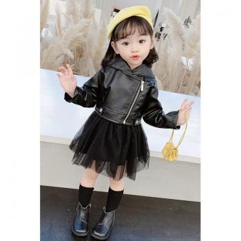 Baby Girl's Removable Tutu Dress with Leather Jacket 2-6 Years