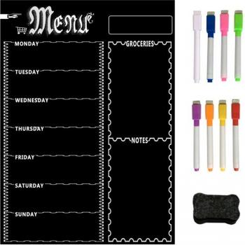 Magnetic Fridge Weekly Menu and Grocery Shopping List Board with 8 Markers