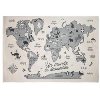 Tappeto per bambini Atmosphera mappa del mondo francese 100 x 150 cm