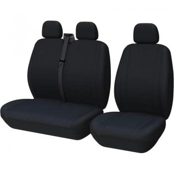 Housse de siège auto fourgonnettes universelle 3 places – noir polycoton, accoudoir intégré