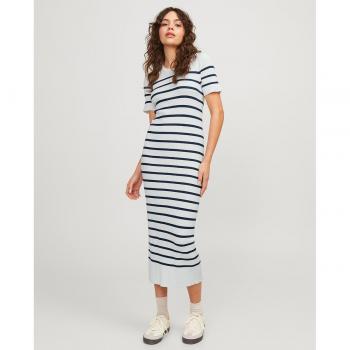 Vestito Ellie Jjxx Midi A Maniche Lunghe Cloud Dancer / Stripes Blu L