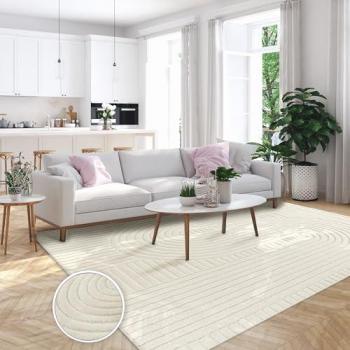 Tappeto Salotto 3D Crema Pelo Corto 120x170 cm