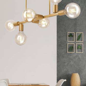 Lámpara Plafón Eliza 6 Luces Color Oro