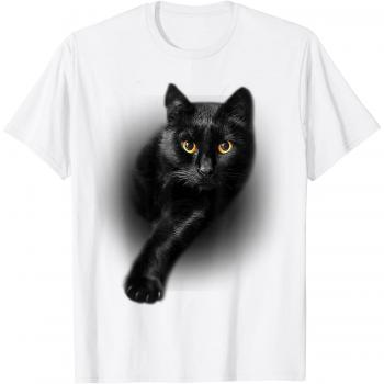 Chat Noir avec Yeux Jaunes – T‑shirt Cadeau