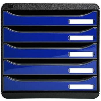 Caisson Exacompta Big-box Plus 5 tiroirs Noir/Bleu Océan