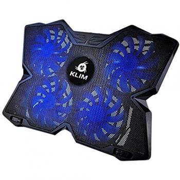 KLIM Wind Elite 2022 – 500K Units Sold – Power‑Packed 4‑Fan Cooling Pad & Stand for Laptops & Consoles – USB Powered – Blue